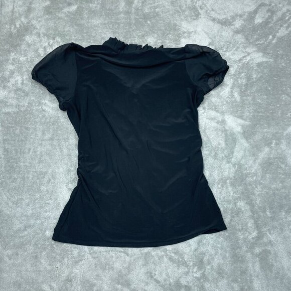 White House Black Black Button Front Short Top L 95% Polyester 5% Spandex 6079 - Picture 2 of 8